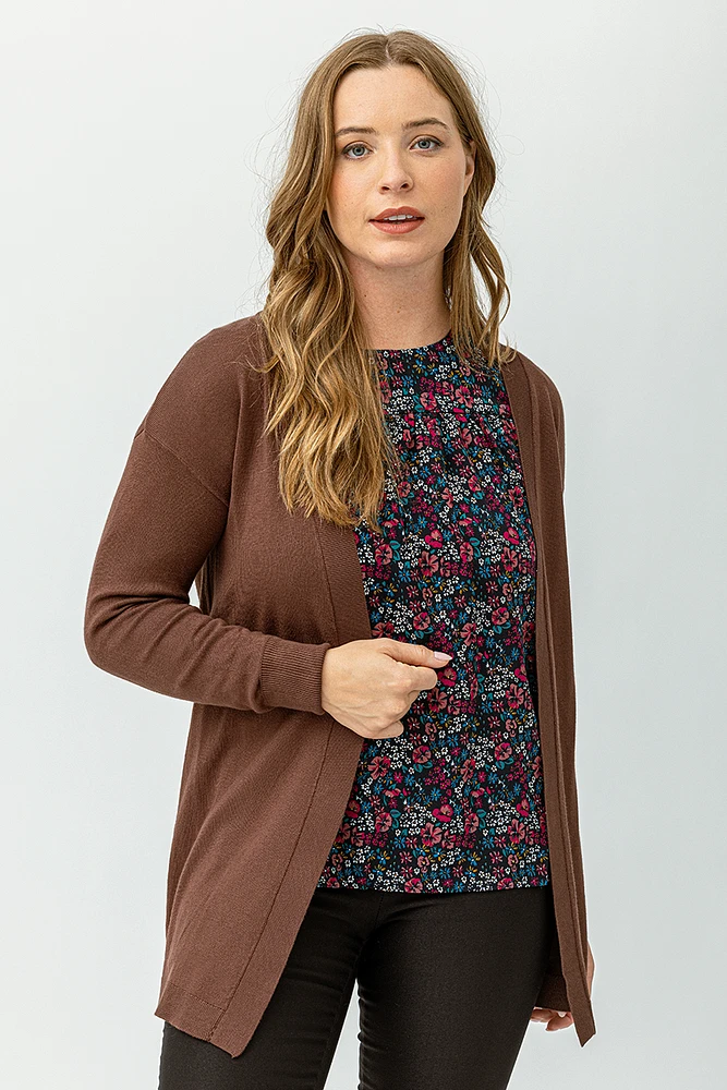 Le cardigan uni mi-long