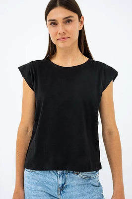 Le t-shirt uni à mancheron par Silver