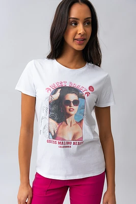 Le t-shirt imprimé avec strass « West coast »