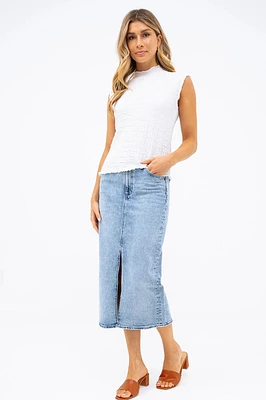 La jupe midi en denim | Modèle Mila