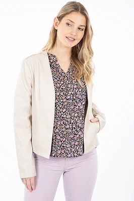 Blazer uni en cuir synthétique | 2 couleurs