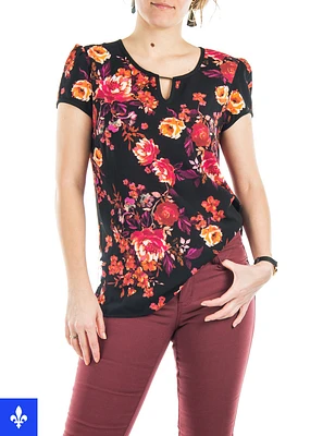 Blouse à motif floral | Fabriquée au Québec