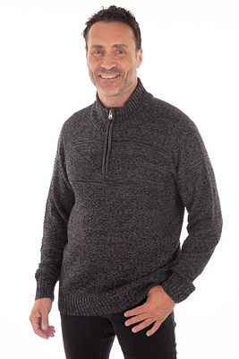 Chandail en tricot texturé col montant demi-zip