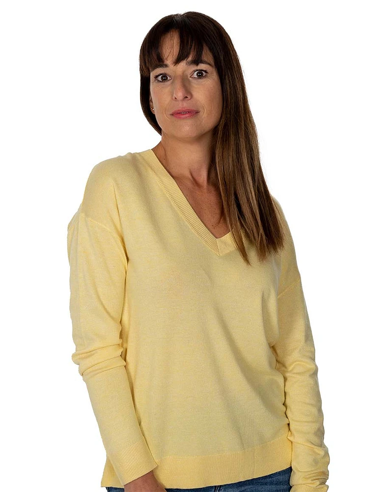Chandail en tricot mince encolure V | 3 couleurs