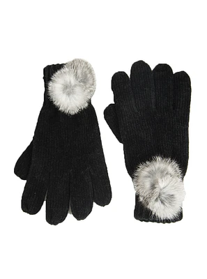 Gants en chenille avec pompon