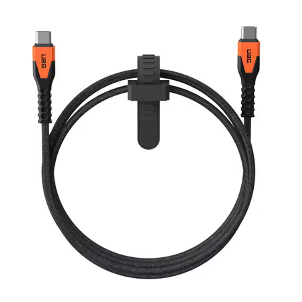 Rugged Kevlar Core USB-C to USB-C Charge/Sync Cable 5ft Black/Orange