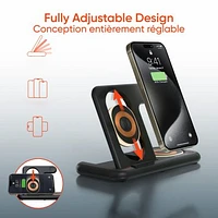 HyperGear PowerFold X-Ray 4-in-1 Foldable Wireless Charging Stand with 15W Wireless Fast Charge