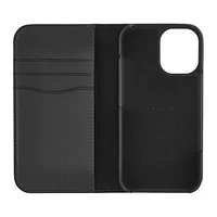 Étui Coach Folio Signature C pour iPhone 16 - Anthracite 