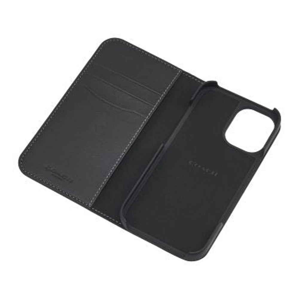 Étui Coach Folio Signature C pour iPhone 16 - Anthracite 