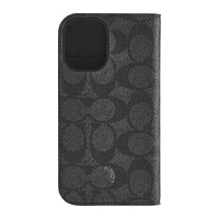 Étui Coach Folio Signature C pour iPhone 16 - Anthracite 