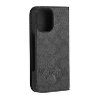 Étui Coach Folio Signature C pour iPhone 16 - Anthracite 