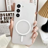 Matte Transparent Ultrathin Magnetic Phone Case for Samsung Galaxy S24 S25 Ultra S22 S23 Plus Lens Protection PC Cover