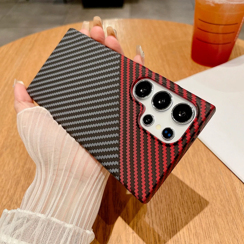 Ultra Thin Carbon Fiber Texture Armor Magnetic For Magsafe Case Samsung S25 S24 S23 S22 Note 20 10 Plus Hard PC Cover