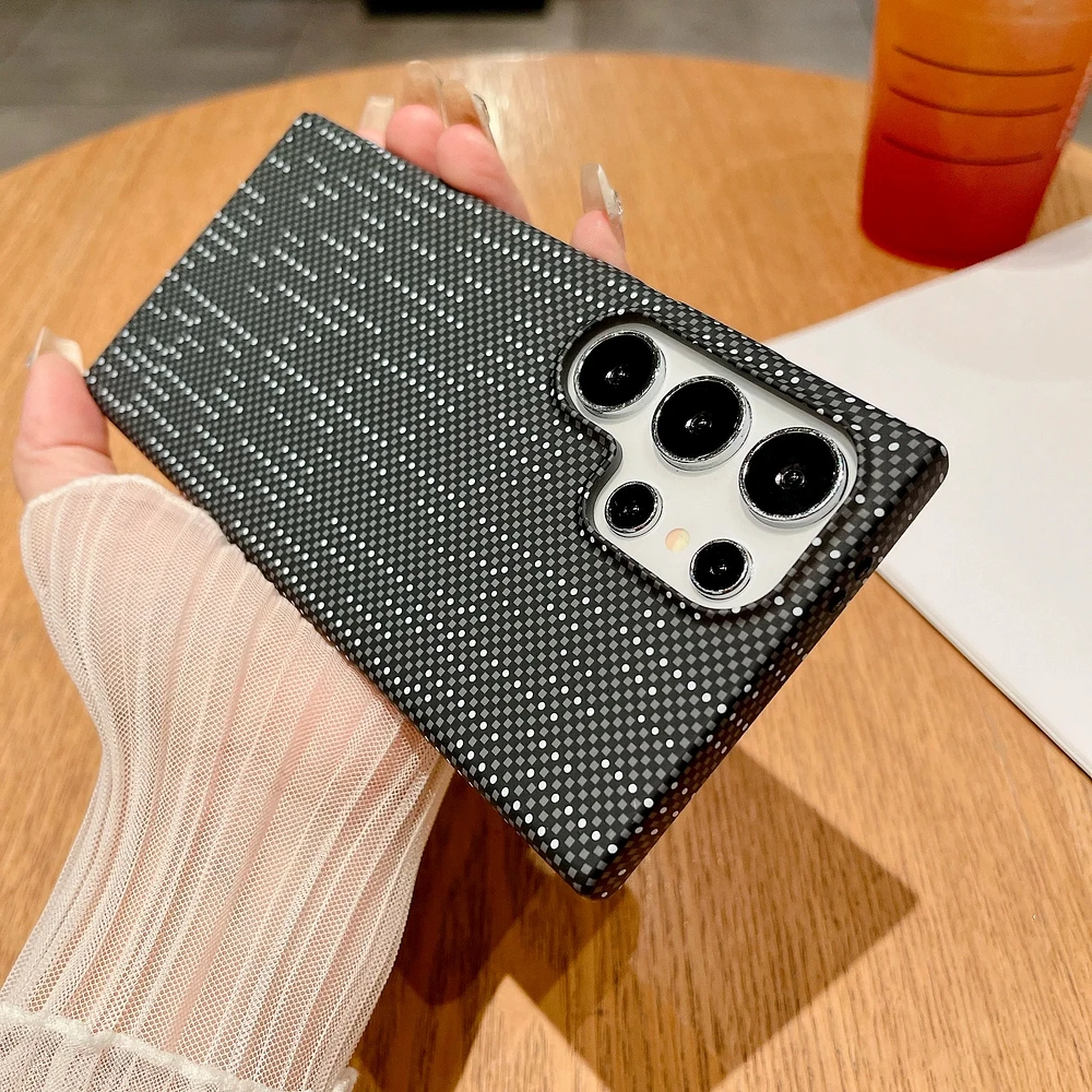 Ultra Thin Carbon Fiber Texture Armor Magnetic For Magsafe Case Samsung S25 S24 S23 S22 Note 20 10 Plus Hard PC Cover