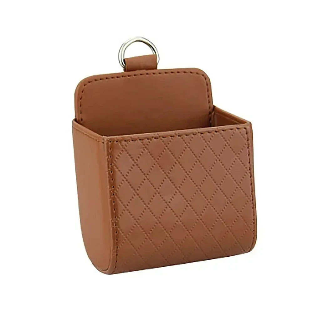 Car Phone Holder Mount Air Vent Hanging Storage Box Mobile Bag PU Leather Glasses Organizer Support Accessories