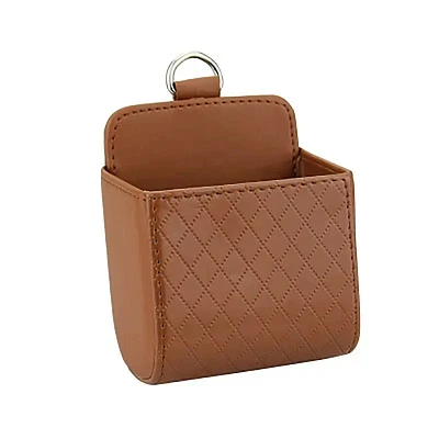 Car Phone Holder Mount Air Vent Hanging Storage Box Mobile Bag PU Leather Glasses Organizer Support Accessories