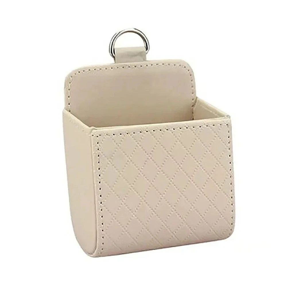 Car Phone Holder Mount Air Vent Hanging Storage Box Mobile Bag PU Leather Glasses Organizer Support Accessories