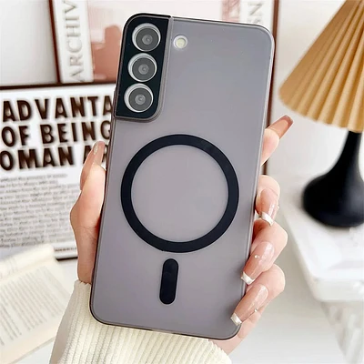 Matte Transparent Ultrathin Magnetic Phone Case for Samsung Galaxy S24 S25 Ultra S22 S23 Plus Lens Protection PC Cover