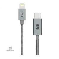 PureGear Space Grey (300cm) Lightning to USB-C Braided Charge and Sync Cable