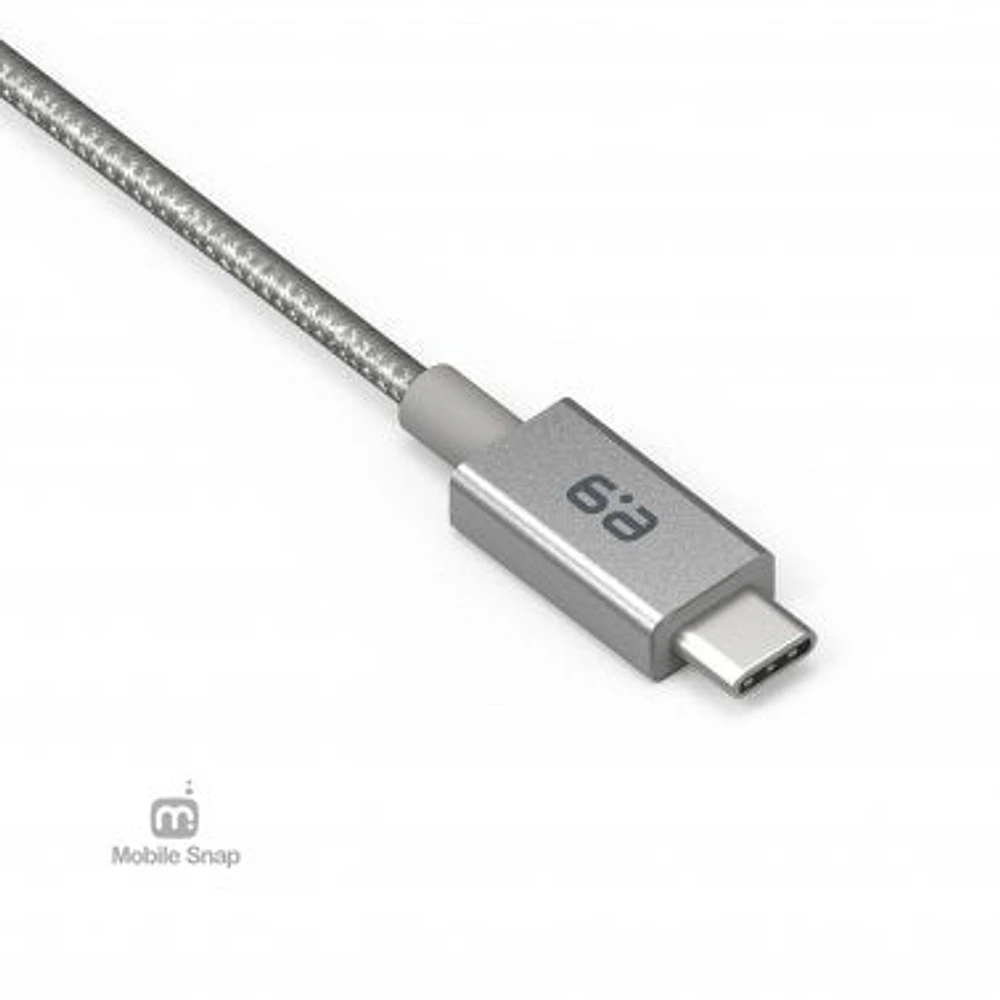 PureGear Space Grey (300cm) Lightning to USB-C Braided Charge and Sync Cable