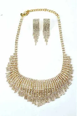 Roman Golden Fringe Earrings & Necklace Set