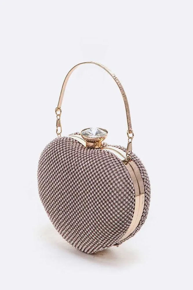 Candy Gold Rhinestone Heart Shape Clutch Bag