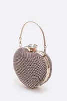 Candy Gold Rhinestone Heart Shape Clutch Bag