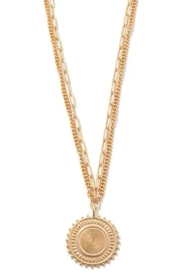 Silvie Gold Double Strand Disc Pendant Necklace