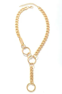 Marianna Gold Simple Chain Link Lariat Necklace