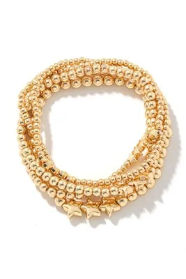 Ciara Gold Mixed Metallic Beaded Bracelets