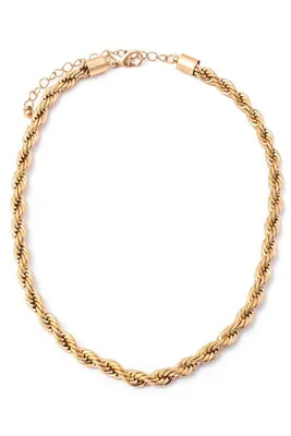 Prue Gold Metallic Braided Chain Necklace