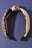 Leesa Beige Leopard Print Knot Headband