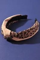 Leesa Beige Leopard Print Knot Headband