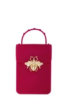 Stephany Magenta Gold Bee Decorated Rectangular Jelly Bag