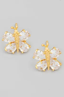 Jackie Gold Mini Rhinestone Bee Stud Earrings