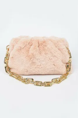 Malina Nude Faux Fur Crossbody Bag