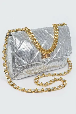 Jesse Quilted Sequins Chain Shoulder Bag