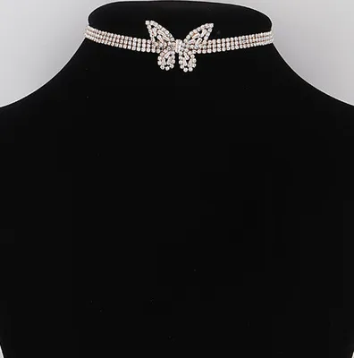 Louisa Jeweled Butterfly Choker Necklace