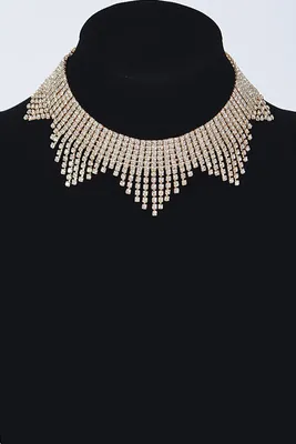 Trey Gold Rhinestone Drop Choker Necklace