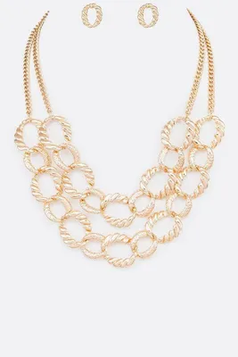 Cathy Gold Textured Chain Layer Necklace Set