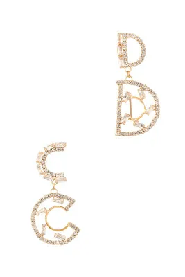 Heather Gold C and D Dangle Baguette Stone Earring