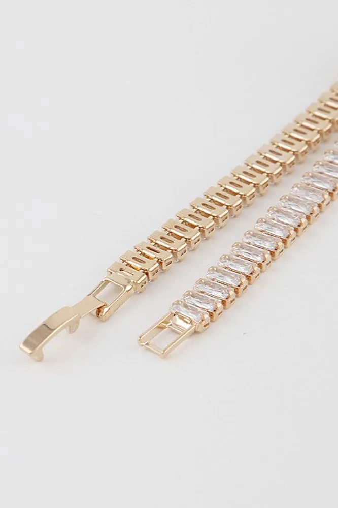 Courtney Gold Wide Crystal Bracelet