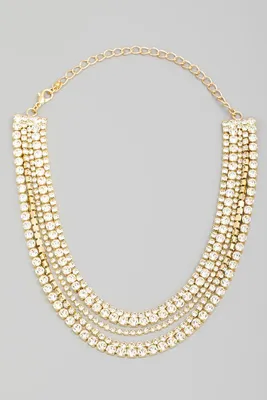 Dania Gold Rhinestone Chain Layered Necklace