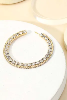 Shaina Crystal Rhinestone Circle Cutout Hoop Earrings