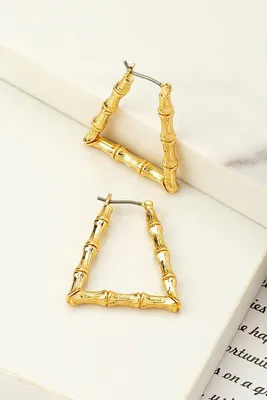 Bruna Gold Trapezoid Bamboo Hoop Earrings