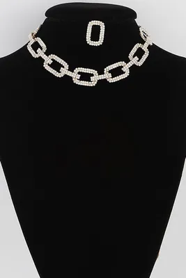 Kary Jeweled Link Chain Necklace Set