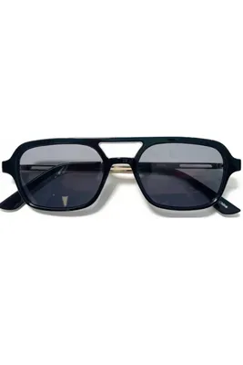 Indiya Black Retro Aviator Sunglasses