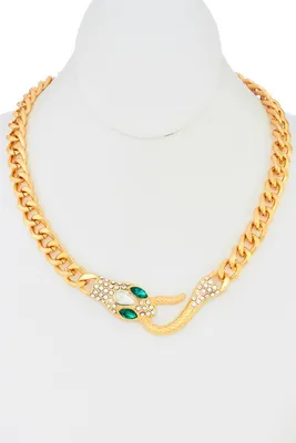 Karley Green Stone Snake Chain Necklace