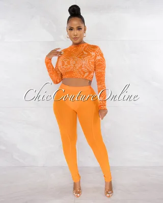 Mushira Tie-Dye Sheer Crop Top & Mesh Leggings Set