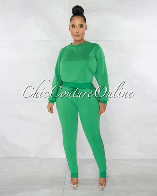 Carew Kelly Green Side Zipper Sweater & Joggers Set